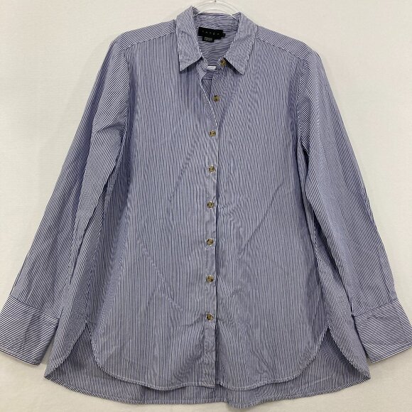 HATCH Size 1 or US Small Blue Striped Maternity Classic Button Down Preppy - Picture 1 of 12